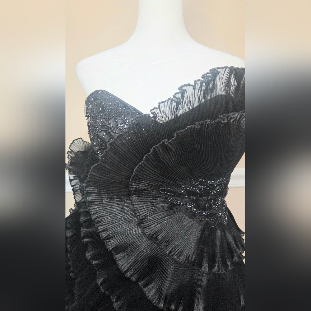 Jovani New York Elegant Strapless Black Ruffle Dress Evening Size 14.SMALL - Picture 10 of 17